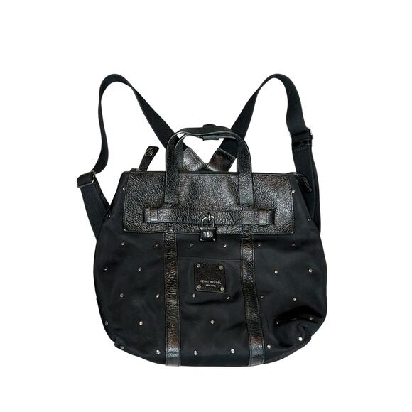 Henri Bendel Jetsetter Black Nylon Convertible Backpack Tote Bag Silver Lock s-l400.jpg main image 3